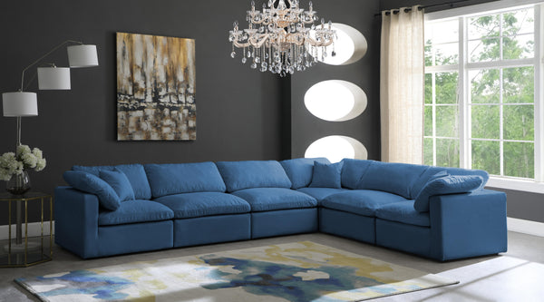 Plush Navy Velvet Standard Cloud Modular Sectional