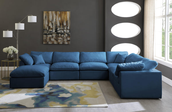 Plush Navy Velvet Standard Cloud Modular Sectional