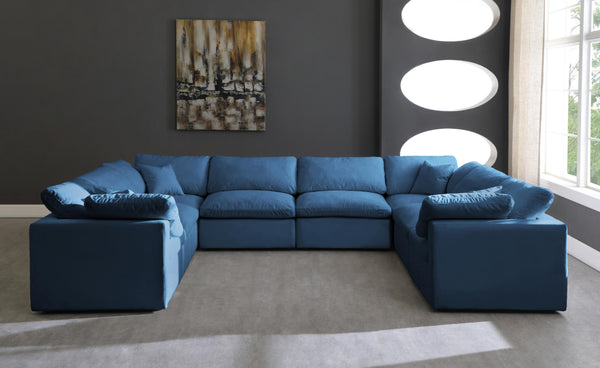 Plush Navy Velvet Standard Cloud Modular Sectional