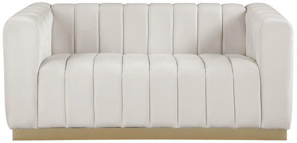 Marlon Cream Velvet Loveseat