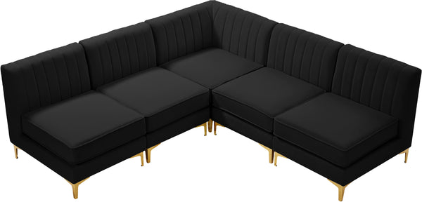 Alina Black Velvet Modular Sectional