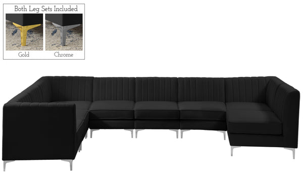 Alina Black Velvet Modular Sectional