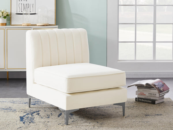 Alina Cream Velvet Armless Chair