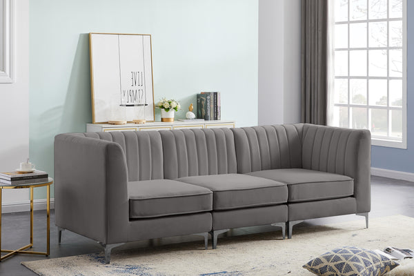 Alina Grey Velvet Modular Sofa