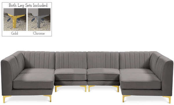 Alina Grey Velvet Modular Sectional