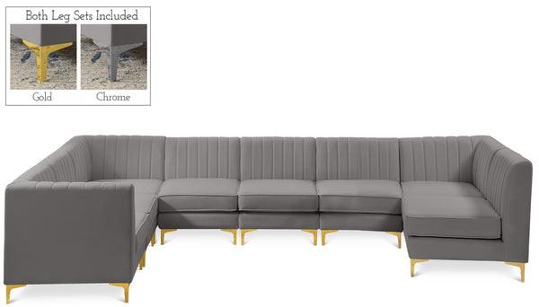 Alina Grey Velvet Modular Sectional