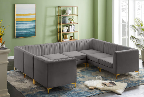 Alina Grey Velvet Modular Sectional