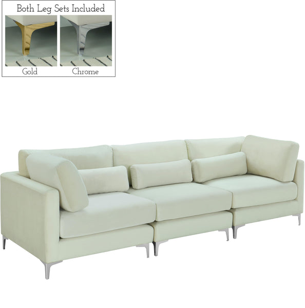 Julia Cream Velvet Modular Sofa (3 Boxes)