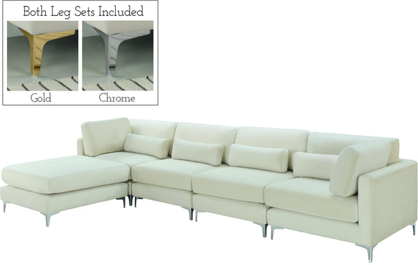 Julia Cream Velvet Modular Sectional (5 Boxes)