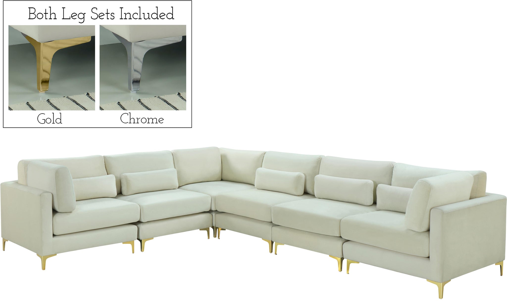 Julia Cream Velvet Modular Sectional (6 Boxes) image