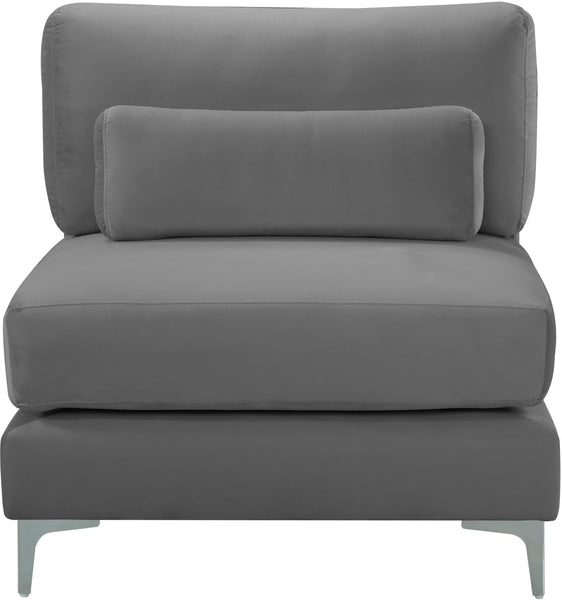 Julia Grey Velvet Modular Armless Chair