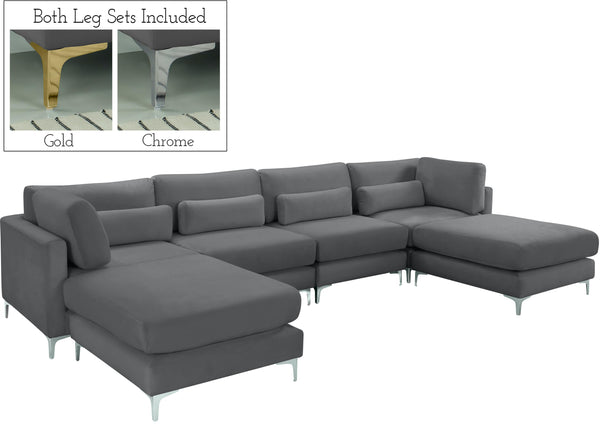 Julia Grey Velvet Modular Sectional (6 Boxes)