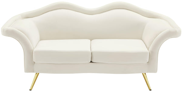 Lips Cream Velvet Loveseat