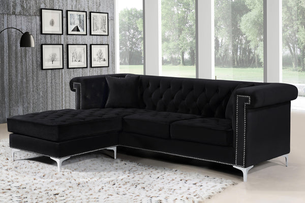 Damian Black Velvet 2pc. Reversible Sectional