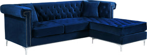 Damian Navy Velvet 2pc. Reversible Sectional image