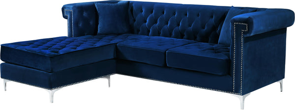 Damian Navy Velvet 2pc. Reversible Sectional