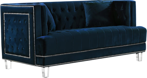 Lucas Navy Velvet Loveseat image