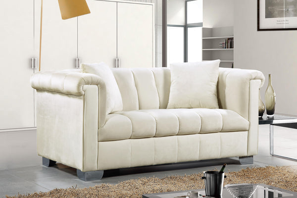 Kayla Cream Velvet Loveseat