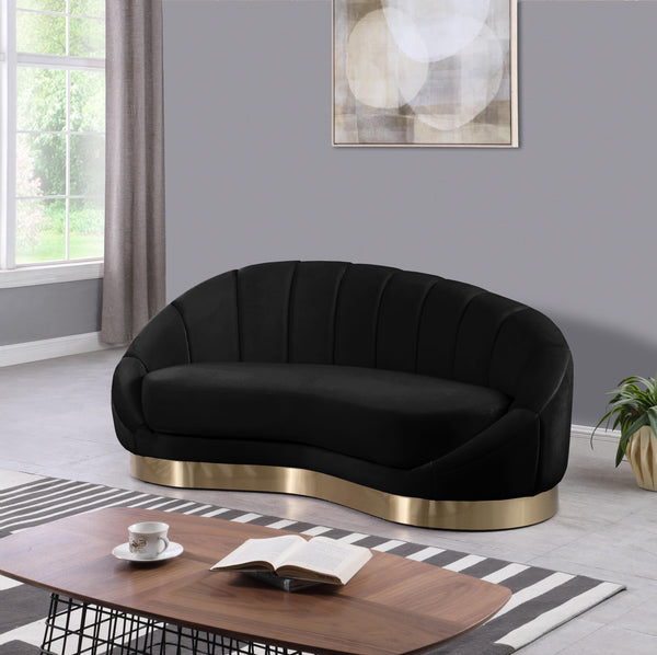 Shelly Black Velvet Chaise