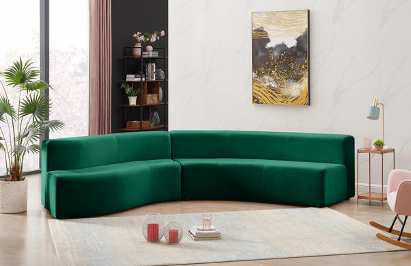 Curl Green Velvet 2pc. Sectional