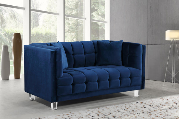 Mariel Navy Velvet Loveseat