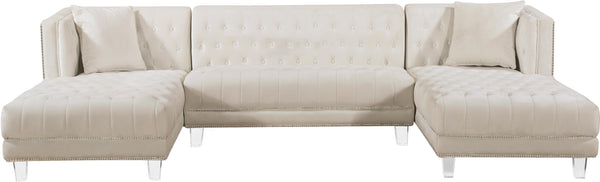 Moda Cream Velvet 3pc. Sectional