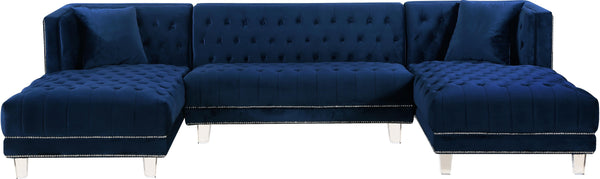 Moda Navy Velvet 3pc. Sectional