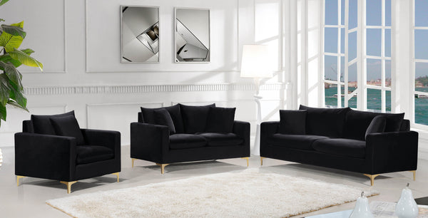 Naomi Black Velvet Loveseat