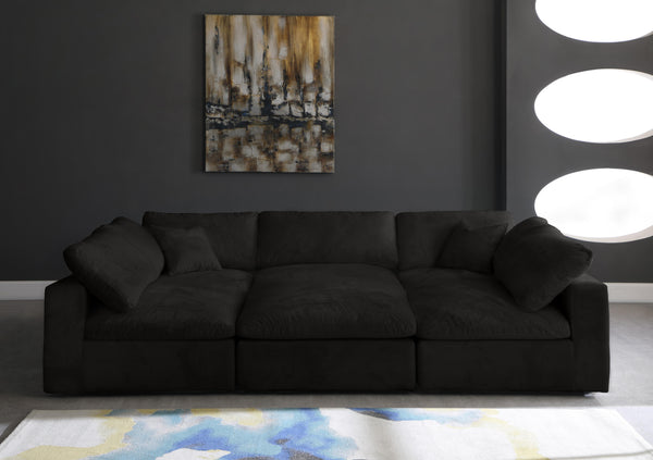 Cozy Black Velvet Cloud Modular Sectional