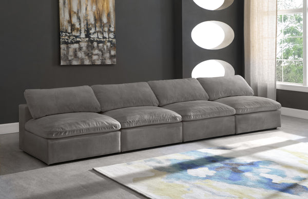 Cozy Grey Velvet Cloud Modular Armless Sofa