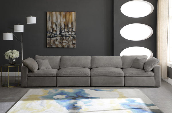 Cozy Grey Velvet Cloud Modular Sofa