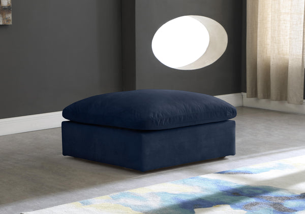 Cozy Navy Velvet Ottoman