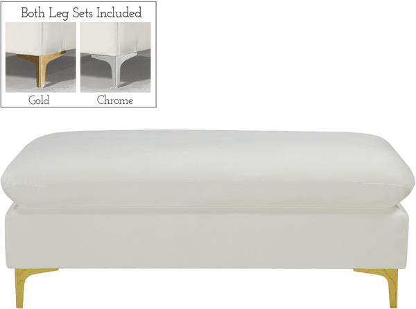 Naomi Cream Velvet Ottoman