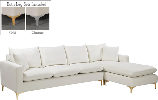 Naomi Cream Velvet 2pc. Reversible Sectional