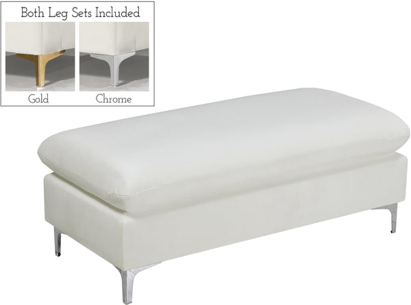 Naomi Cream Velvet Ottoman