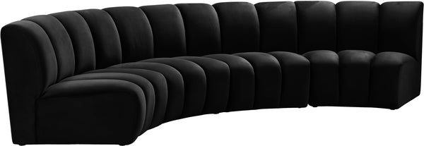 Infinity Black Velvet 4pc. Modular Sectional