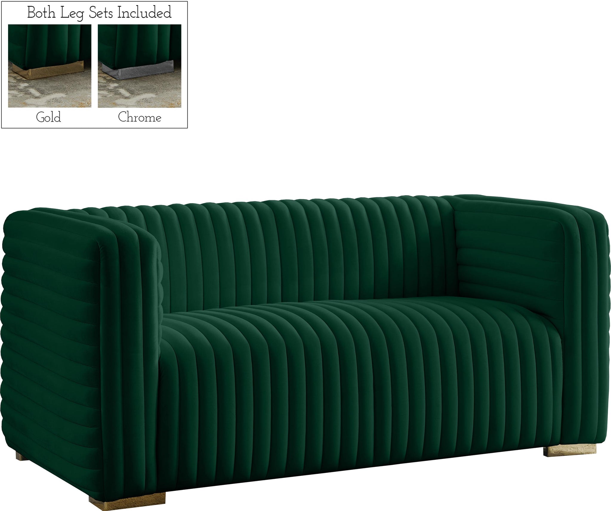 Ravish Green Velvet Loveseat image