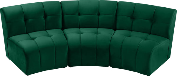 Limitless Green Velvet 3pc. Modular Sectional