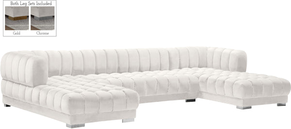 Gwen Cream Velvet 3pc. Sectional (3 Boxes)