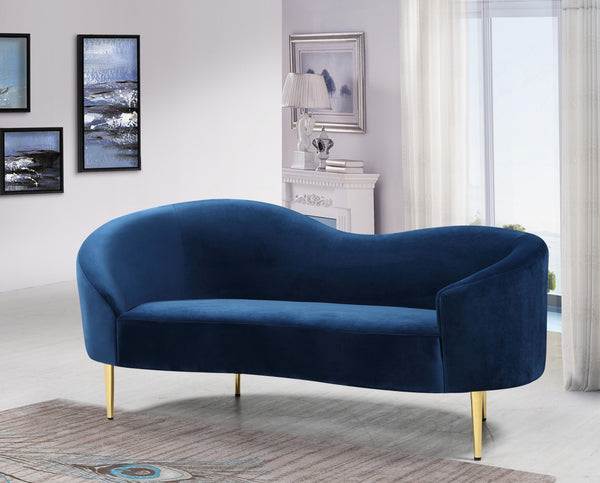 Ritz Navy Velvet Loveseat