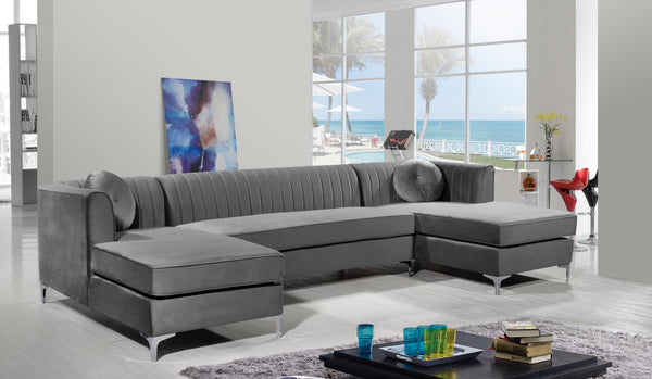 Graham Grey Velvet 3pc. Sectional