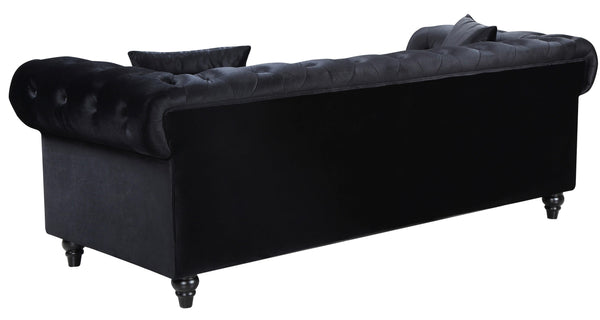 Chesterfield Black Velvet Loveseat