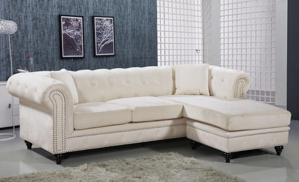 Sabrina Cream Velvet 2pc. Reversible Sectional