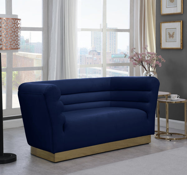 Bellini Navy Velvet Loveseat