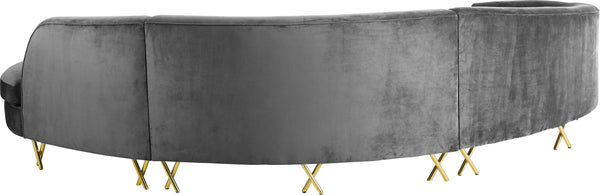 Serpentine Grey Velvet 3pc. Sectional