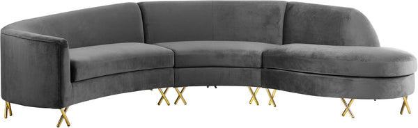 Serpentine Grey Velvet 3pc. Sectional image