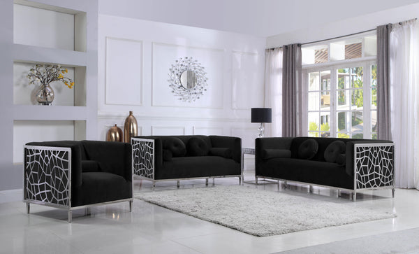 Opal Black Velvet Sofa