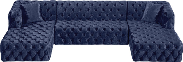 Coco Navy Velvet 3pc. Sectional (3 Boxes)