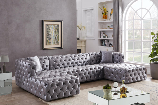 Coco Grey Velvet 3pc. Sectional (3 Boxes)