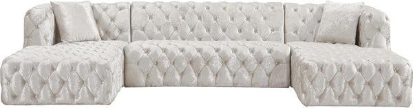 Coco White Velvet 3pc. Sectional (3 Boxes)